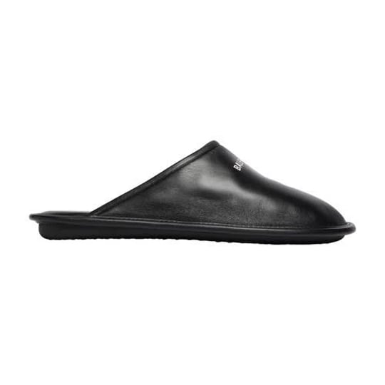 balenciaga-logo-leather-slippers-black-white-1