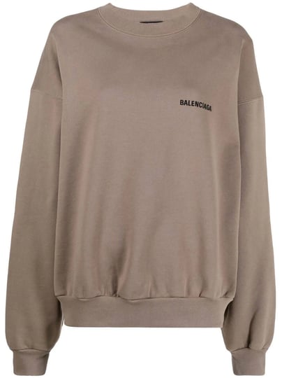 balenciaga-logo-print-crew-neck-sweatshirt-brown-1