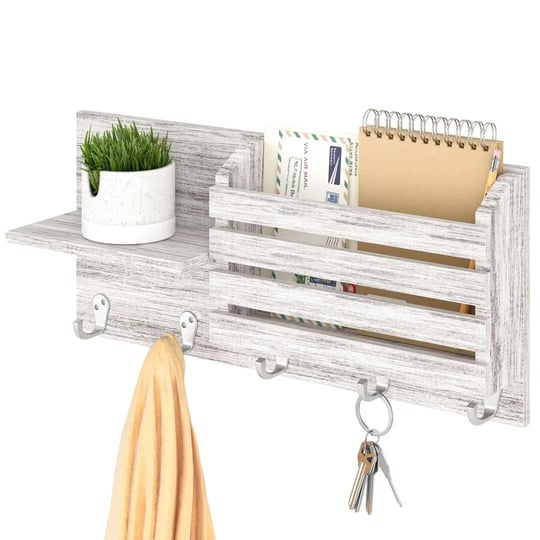 ballucci-wall-mount-key-holder-and-mail-sorter-organizer-wooden-rustic-floating-shelf-coat-rack-with-1