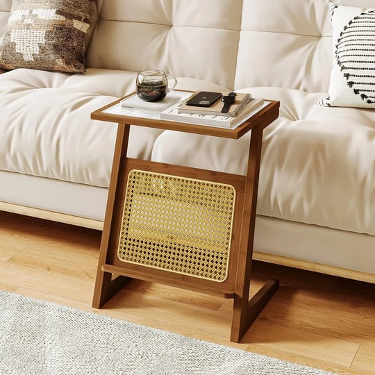 bamworld-rattan-side-table-z-shape-mid-century-modern-end-table-glass-bedside-table-small-boho-table-1