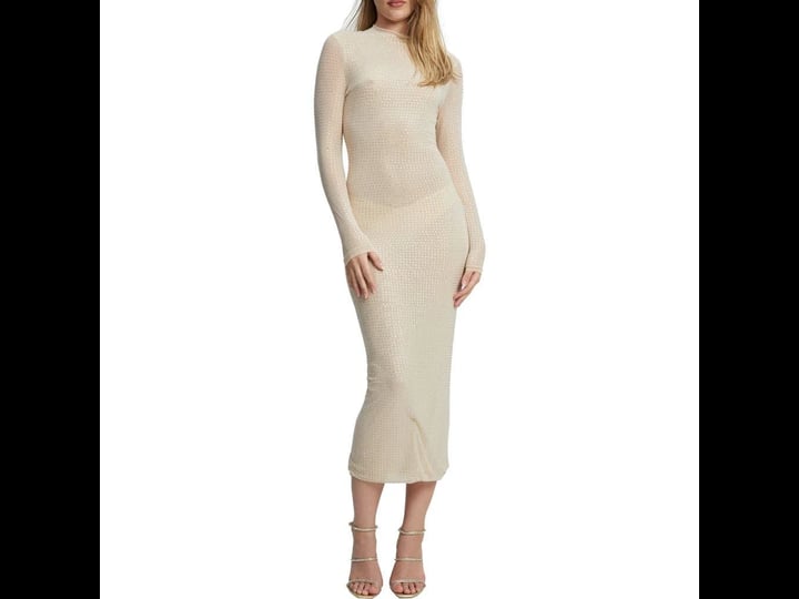 bardot-womens-strobe-long-sleeve-crystal-midi-dress-beige-size-xs-1