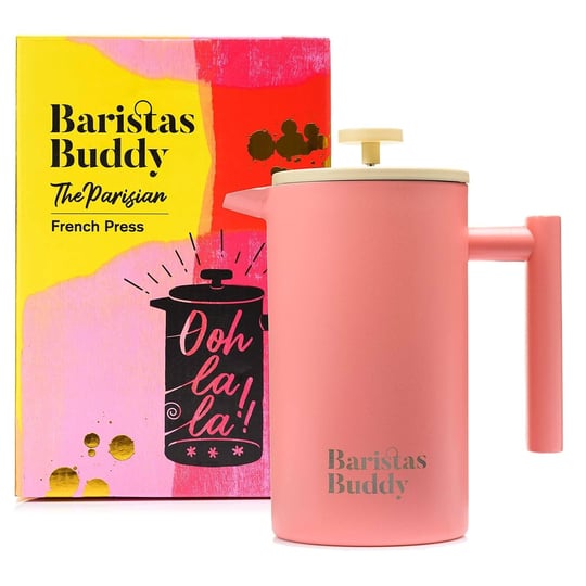 baristasbuddy-cute-pink-french-press-coffee-maker-colorful-retro-and-stylish-insulated-coffee-brewer-1