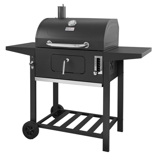 bbq-charcoal-grill-24-in-2-side-table-locking-lid-door-storage-warming-rack-1