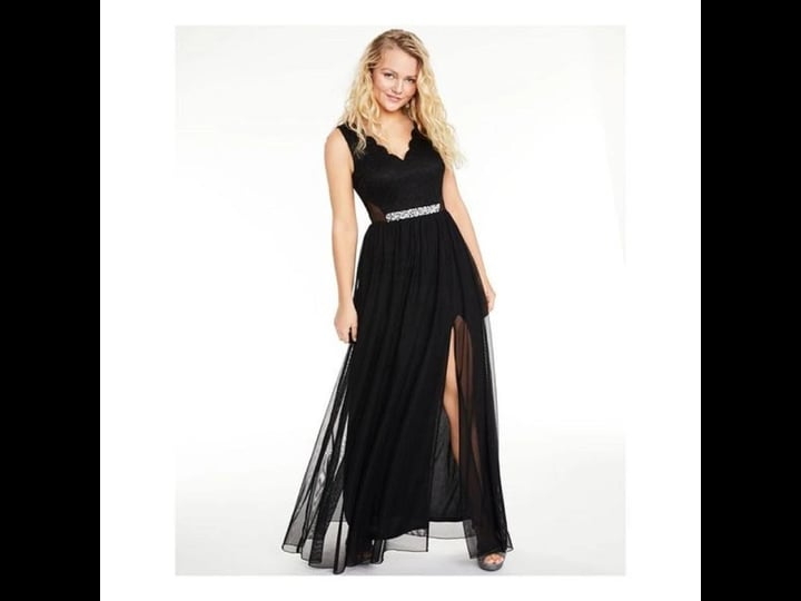 bcx-juniors-glitter-lace-mesh-gown-black-1