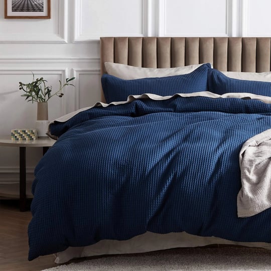 bedsure-cotton-duvet-cover-king-100-cotton-waffle-weave-navy-blue-duvet-cover-king-size-soft-and-bre-1