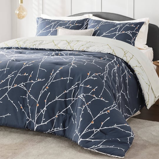 bedsure-queen-comforter-sets-bed-in-a-bag-queen-7-pieces-navy-blue-reversible-flroal-bed-set-tree-br-1