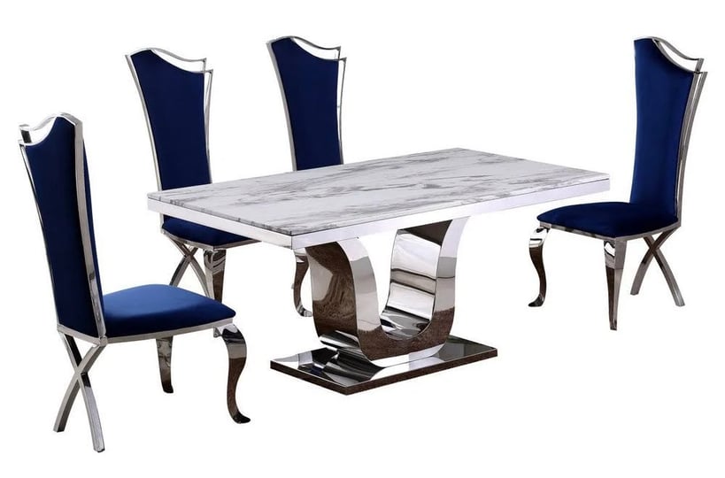 bellamy-5-pc-white-marble-navy-blue-velvet-dining-table-set-1