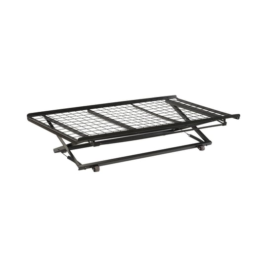 benjara-pop-up-trundle-bed-rolling-wheels-easily-adjustable-height-black-finish-1
