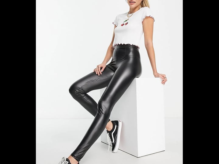 bershka-tall-high-waist-faux-leather-leggings-in-black-1