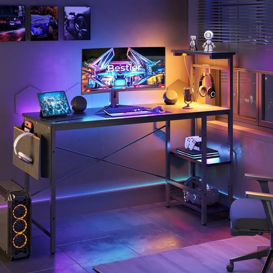 bestier-52-inch-gaming-computer-desk-with-led-lights-shelves-black-1