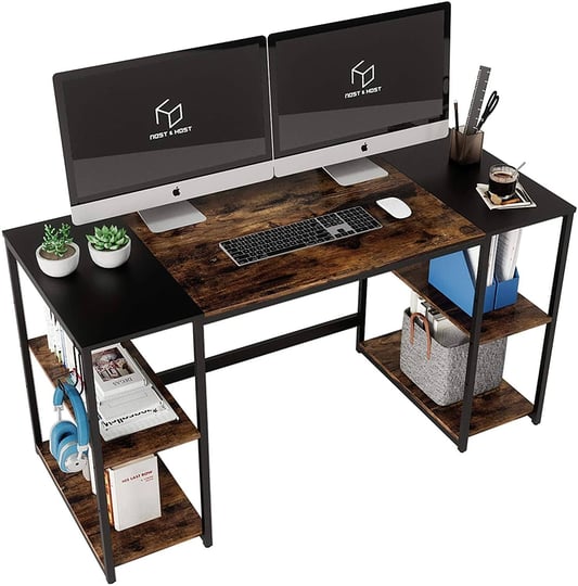 bestier-55-inches-computer-desk-pc-laptop-table-with-4-storage-shelves-in-rustic-brown-1