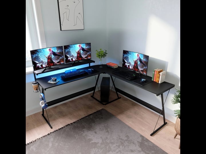 bestier-65-in-l-shaped-gaming-desk-with-monitor-stand-black-carbon-fiber-reversible-computer-desk-1