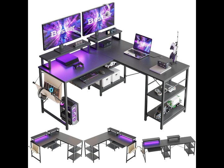 bestier-95-l-shaped-gaming-desk-with-led-light-computer-corner-desk-or-2-person-long-table-with-shel-1