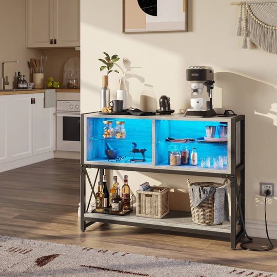 bestier-industrial-console-table-with-led-lights-outlet-temper-glass-shelf-gray-1