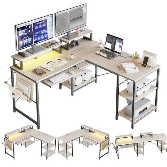 bestier-l-shaped-desk-led-95-2-in-computer-corner-desk-with-keyboard-tray-monitor-stand-wash-white-1