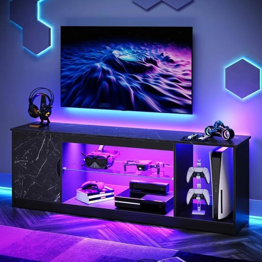 bestier-led-gaming-tv-stand-for-65-tvs-with-cabinet-adjustable-glass-shelf-20-1-2h-x-58-1-4w-x-13-13-1