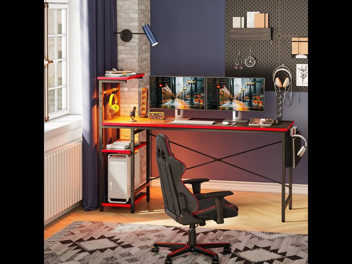 bestier-reversible-63-inch-gaming-desk-computer-desk-with-led-lights-4-tier-shelves-carbon-fiber-1