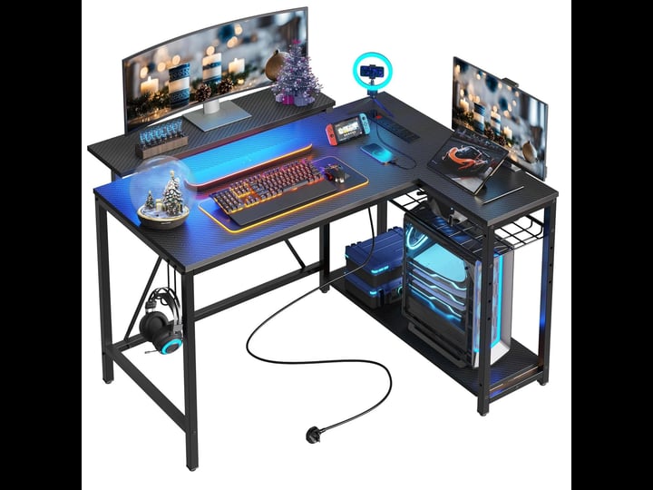 bestier-small-l-shaped-gaming-desk-with-power-outlets42-inch-led-computer-desk-1
