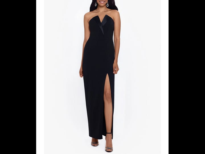 betsy-adam-long-strapless-crepe-tuxedo-top-dress-black-1