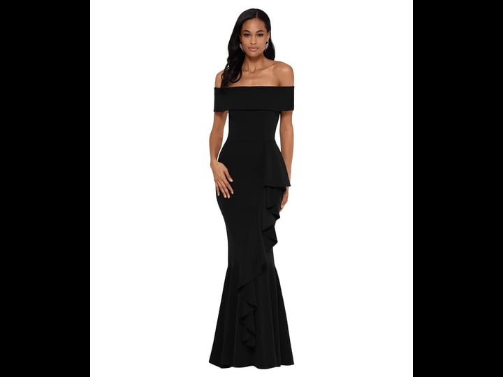 betsy-adam-off-the-shoulder-mermaid-gown-black-size-7