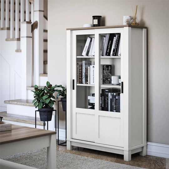 better-homes-gardens-langley-bay-rustic-farmhouse-bookcase-cabinet-with-sliding-glass-doors-white-wi-1