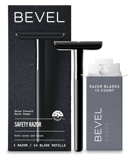 bevel-safety-razor-with-brass-weighted-handle-and-10-double-edge-safety-razor-blade-refills-single-b-1