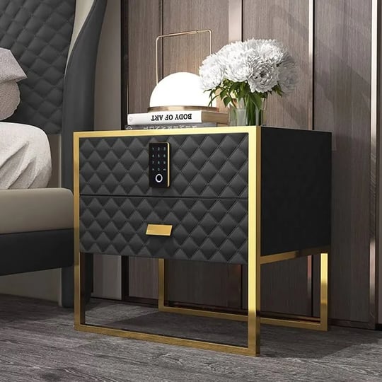 black-2-drawers-bedroom-nightstand-with-electronic-lock-stainless-steel-base-1