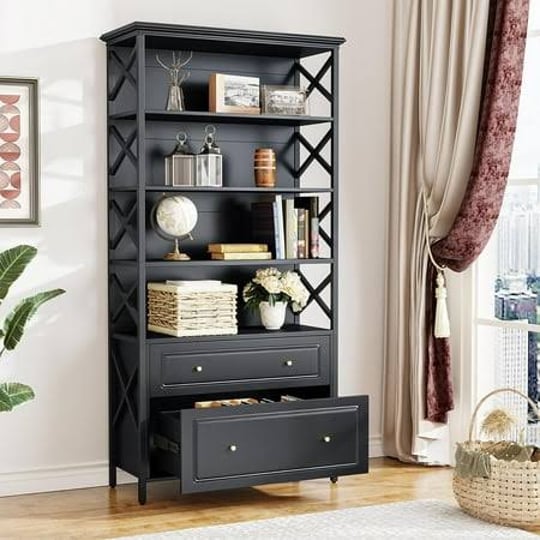 black-bookshelf-with-2-drawers-tall-narrow-bookshelf-industrial-5-tier-bookcase-for-living-room-bedr-1