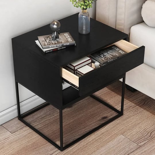 black-modern-nightstand-with-drawer-and-black-metal-base-1