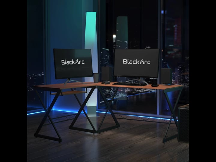 blackarc-l-shaped-gaming-desk-teakwood-finish-laminate-top-black-powder-coated-frame-pull-out-keyboa-1