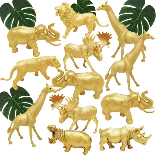 bolzra-metallic-gold-plastic-animal-figurines-toys-12pcs-jumbo-safari-zoo-animal-figures-jungle-wild-1