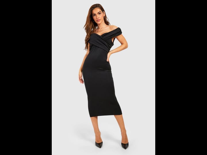 boohoo-cross-front-off-the-shoulder-midi-dress-1