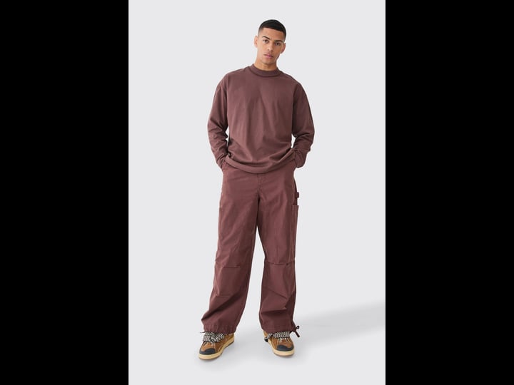 boohoo-fixed-waist-washed-parachute-pant-brown-size-35