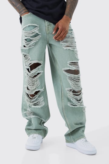 boohoo-mens-baggy-rigid-all-over-ripped-overdyed-jeans-green-1