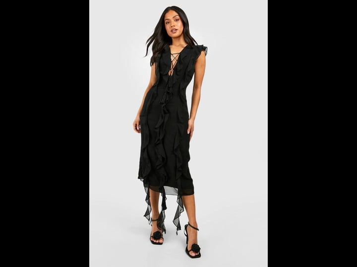 boohoo-petite-chiffon-sleeveless-ruffle-boho-dress-black-size-9