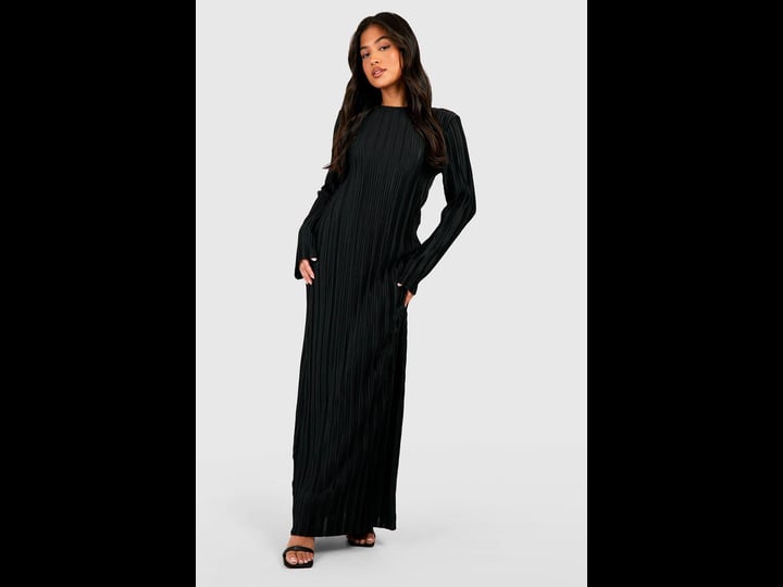 boohoo-petite-low-back-satin-plisse-maxi-dress-1