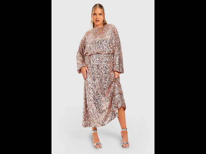 boohoo-plus-sequin-volume-sleeve-midaxi-dress-pink-size-25