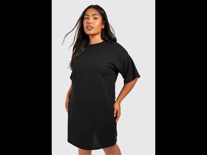 boohoo-plus-size-basic-soft-rib-oversized-t-shirt-dress-1