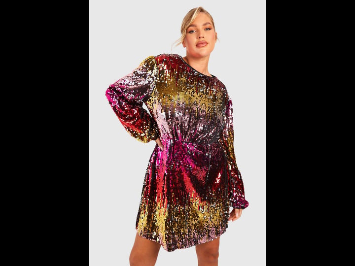 boohoo-plus-size-sequin-ombre-blouson-sleeve-shift-dress-1