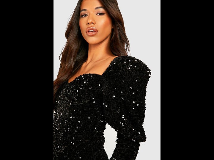 boohoo-tall-puff-sleeve-velvet-sequin-dress-red-size-11