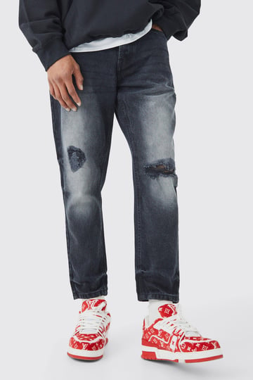 boohooman-cropped-tapered-rigid-ripped-knee-jeans-black-size-34r-1