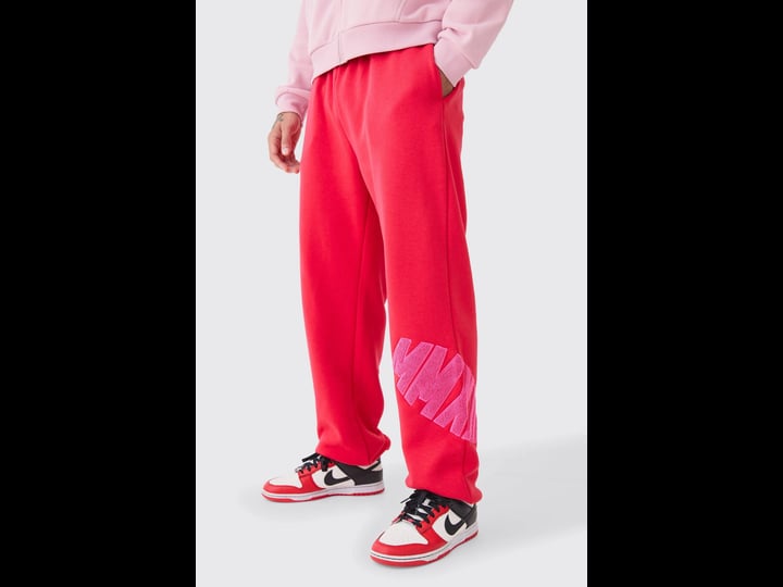 boohooman-oversized-borg-applique-joggers-red-size-l-1