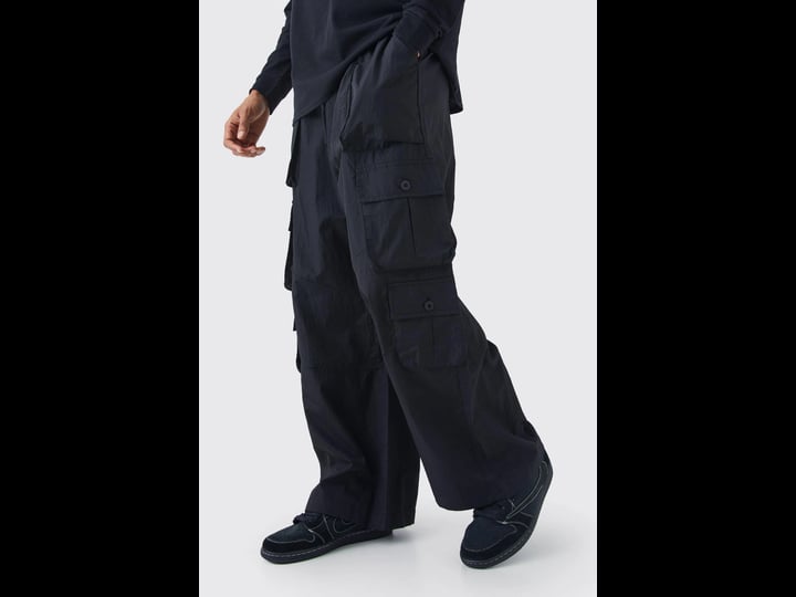 boohooman-parachute-multi-cargo-pocket-pants-black-size-m-1