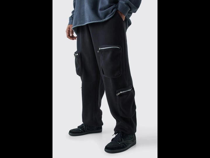 boohooman-plus-size-cargo-utility-sweatpants-black-size-xxxxxl-1