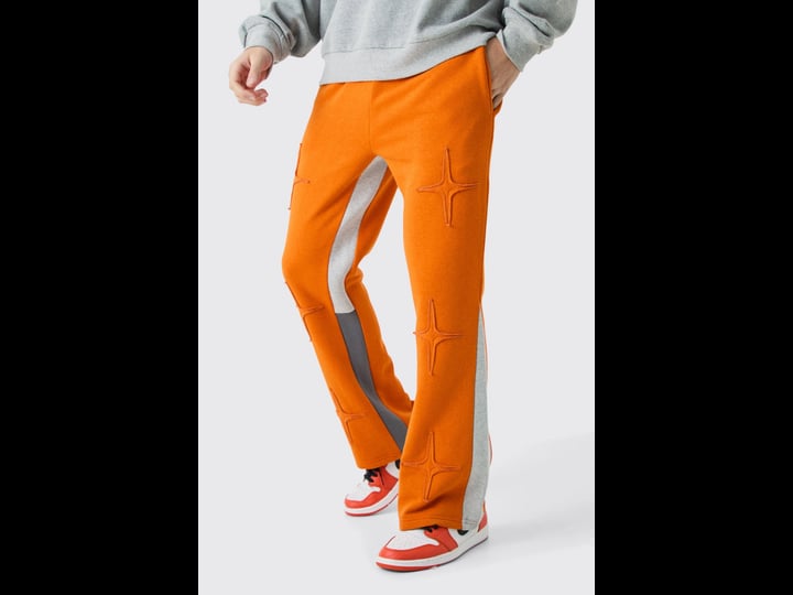 boohooman-regular-fit-applique-gusset-sweatpants-orange-size-xs-1
