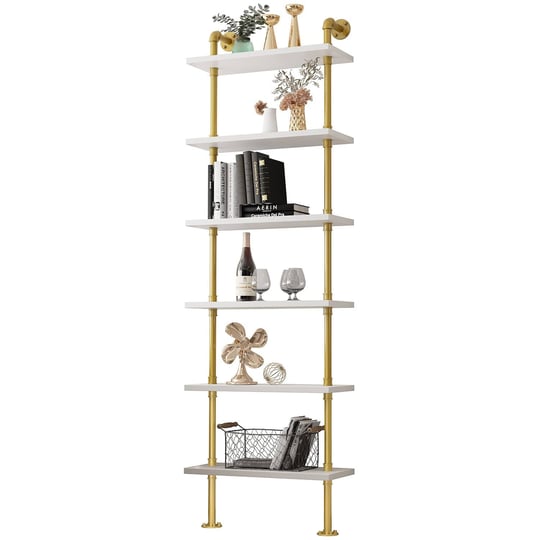 bosuru-gold-wall-bookshelves-with-white-shelves-rustic-industrial-ladder-bookshelf-industrial-pipe-s-1