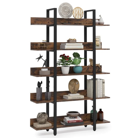 brown-metal-5-shelf-bookcase-47-24-in-w-x-71-65-in-h-x-11-8-in-d-1