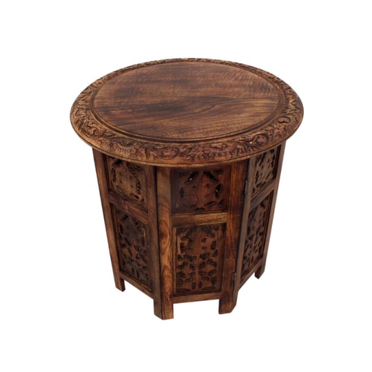 brown-wooden-hand-carved-folding-accent-coffee-table-1