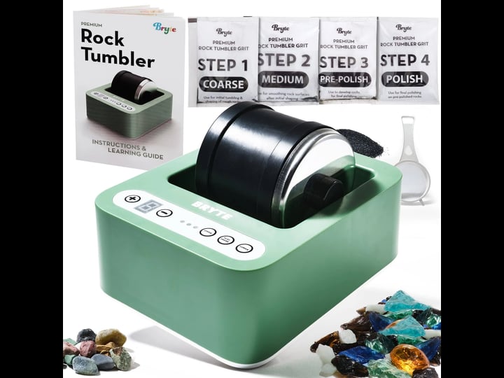 bryte-rock-tumbler-mint-3-polishing-speeds-dual-injection-self-cooling-premium-motor-compact-durable-1