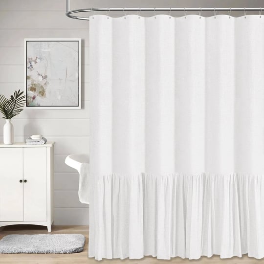 bttn-extra-long-linen-shower-curtain-72x84-inch-long-shabby-chic-fabric-shower-curtain-set-with-ruff-1